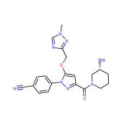 Cn1cnc(COc2cc(C(=O)N3CCC[C@@H](N)C3)nn2-c2ccc(C#N)cc2)n1 ZINC001772607748