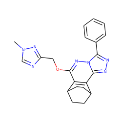 Cn1cnc(COc2nn3c(-c4ccccc4)nnc3c3c2C2CCC3CC2)n1 ZINC000013610462