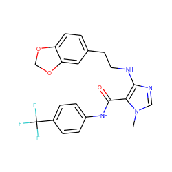 Cn1cnc(NCCc2ccc3c(c2)OCO3)c1C(=O)Nc1ccc(C(F)(F)F)cc1 ZINC000028889164