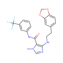 Cn1cnc(NCCc2ccc3c(c2)OCO3)c1C(=O)Nc1cccc(C(F)(F)F)c1 ZINC000028889159