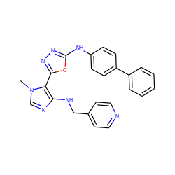 Cn1cnc(NCc2ccncc2)c1-c1nnc(Nc2ccc(-c3ccccc3)cc2)o1 ZINC000028571502