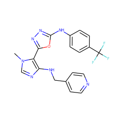 Cn1cnc(NCc2ccncc2)c1-c1nnc(Nc2ccc(C(F)(F)F)cc2)o1 ZINC000028571630