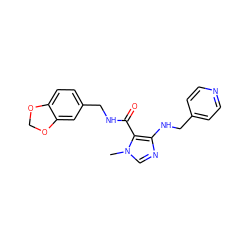 Cn1cnc(NCc2ccncc2)c1C(=O)NCc1ccc2c(c1)OCO2 ZINC000028889793