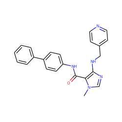 Cn1cnc(NCc2ccncc2)c1C(=O)Nc1ccc(-c2ccccc2)cc1 ZINC000028889210