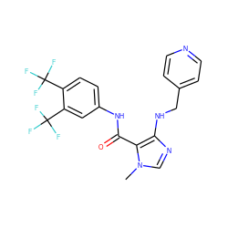 Cn1cnc(NCc2ccncc2)c1C(=O)Nc1ccc(C(F)(F)F)c(C(F)(F)F)c1 ZINC000028889755