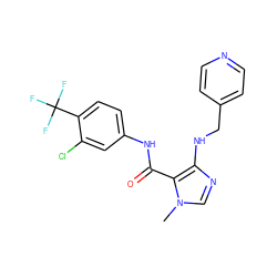 Cn1cnc(NCc2ccncc2)c1C(=O)Nc1ccc(C(F)(F)F)c(Cl)c1 ZINC000028889734