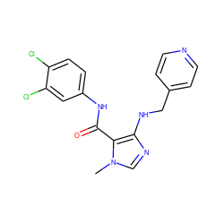 Cn1cnc(NCc2ccncc2)c1C(=O)Nc1ccc(Cl)c(Cl)c1 ZINC000028889744