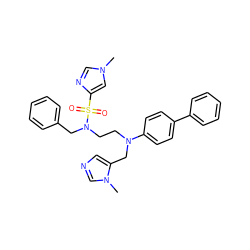 Cn1cnc(S(=O)(=O)N(CCN(Cc2cncn2C)c2ccc(-c3ccccc3)cc2)Cc2ccccc2)c1 ZINC000064549391