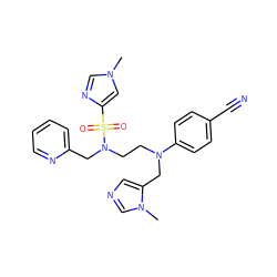 Cn1cnc(S(=O)(=O)N(CCN(Cc2cncn2C)c2ccc(C#N)cc2)Cc2ccccn2)c1 ZINC000014952257