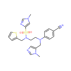 Cn1cnc(S(=O)(=O)N(CCN(Cc2cncn2C)c2ccc(C#N)cc2)Cc2cccs2)c1 ZINC000064540504