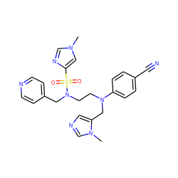 Cn1cnc(S(=O)(=O)N(CCN(Cc2cncn2C)c2ccc(C#N)cc2)Cc2ccncc2)c1 ZINC000035049853