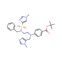 Cn1cnc(S(=O)(=O)N(CCN(Cc2cncn2C)c2ccc(C(=O)OC(C)(C)C)cc2)Cc2ccccc2)c1 ZINC000064527385