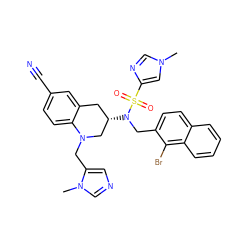 Cn1cnc(S(=O)(=O)N(Cc2ccc3ccccc3c2Br)[C@H]2Cc3cc(C#N)ccc3N(Cc3cncn3C)C2)c1 ZINC000028475257