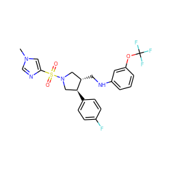 Cn1cnc(S(=O)(=O)N2C[C@H](CNc3cccc(OC(F)(F)F)c3)[C@@H](c3ccc(F)cc3)C2)c1 ZINC000225895066