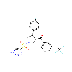 Cn1cnc(S(=O)(=O)N2C[C@H](c3ccc(F)cc3)[C@@H](C(=O)c3cccc(OC(F)(F)F)c3)C2)c1 ZINC000225814938