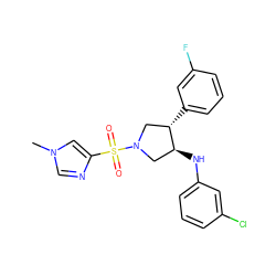 Cn1cnc(S(=O)(=O)N2C[C@H](c3cccc(F)c3)[C@@H](Nc3cccc(Cl)c3)C2)c1 ZINC000220519121