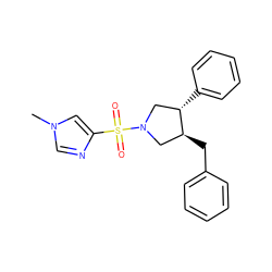 Cn1cnc(S(=O)(=O)N2C[C@H](c3ccccc3)[C@@H](Cc3ccccc3)C2)c1 ZINC000225867211