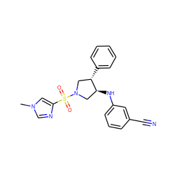 Cn1cnc(S(=O)(=O)N2C[C@H](c3ccccc3)[C@@H](Nc3cccc(C#N)c3)C2)c1 ZINC000220580320