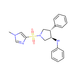 Cn1cnc(S(=O)(=O)N2C[C@H](c3ccccc3)[C@@H](Nc3ccccc3)C2)c1 ZINC000225853556