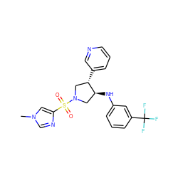 Cn1cnc(S(=O)(=O)N2C[C@H](c3cccnc3)[C@@H](Nc3cccc(C(F)(F)F)c3)C2)c1 ZINC000225923218