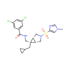 Cn1cnc(S(=O)(=O)N2C[C@H]3[C@@H](C2)[C@]3(CNC(=O)c2cc(Cl)cc(Cl)c2)CC2CC2)c1 ZINC000103271437