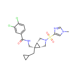 Cn1cnc(S(=O)(=O)N2C[C@H]3[C@@H](C2)[C@]3(CNC(=O)c2ccc(Cl)c(Cl)c2)CC2CC2)c1 ZINC000103271434