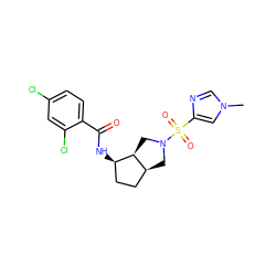 Cn1cnc(S(=O)(=O)N2C[C@H]3CC[C@@H](NC(=O)c4ccc(Cl)cc4Cl)[C@H]3C2)c1 ZINC000103263732