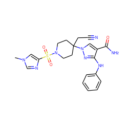 Cn1cnc(S(=O)(=O)N2CCC(CC#N)(n3cc(C(N)=O)c(Nc4ccccc4)n3)CC2)c1 ZINC000220972423