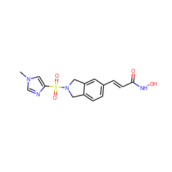 Cn1cnc(S(=O)(=O)N2Cc3ccc(/C=C/C(=O)NO)cc3C2)c1 ZINC000072177938