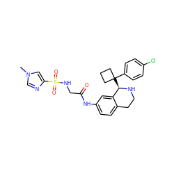 Cn1cnc(S(=O)(=O)NCC(=O)Nc2ccc3c(c2)[C@@H](C2(c4ccc(Cl)cc4)CCC2)NCC3)c1 ZINC000169710791