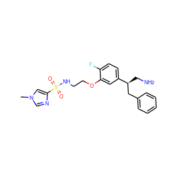 Cn1cnc(S(=O)(=O)NCCOc2cc([C@@H](CN)Cc3ccccc3)ccc2F)c1 ZINC000114261197