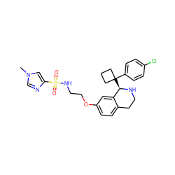 Cn1cnc(S(=O)(=O)NCCOc2ccc3c(c2)[C@@H](C2(c4ccc(Cl)cc4)CCC2)NCC3)c1 ZINC000117346913