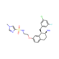 Cn1cnc(S(=O)(=O)NCCOc2ccc3c(c2)[C@@H](Cc2cc(F)cc(Cl)c2)[C@@H](N)CC3)c1 ZINC000088260791