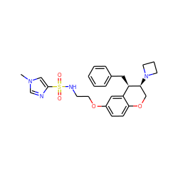 Cn1cnc(S(=O)(=O)NCCOc2ccc3c(c2)[C@@H](Cc2ccccc2)[C@@H](N2CCC2)CO3)c1 ZINC000205137824