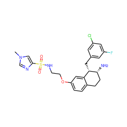 Cn1cnc(S(=O)(=O)NCCOc2ccc3c(c2)[C@H](Cc2cc(F)cc(Cl)c2)[C@H](N)CC3)c1 ZINC000088260788