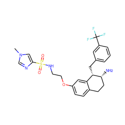 Cn1cnc(S(=O)(=O)NCCOc2ccc3c(c2)[C@H](Cc2cccc(C(F)(F)F)c2)[C@H](N)CC3)c1 ZINC000199978387