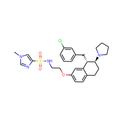 Cn1cnc(S(=O)(=O)NCCOc2ccc3c(c2)[C@H](Cc2cccc(Cl)c2)[C@@H](N2CCCC2)CC3)c1 ZINC000140765622