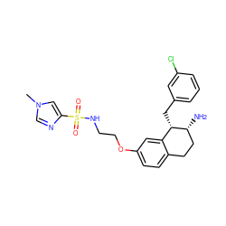 Cn1cnc(S(=O)(=O)NCCOc2ccc3c(c2)[C@H](Cc2cccc(Cl)c2)[C@H](N)CC3)c1 ZINC000068245432