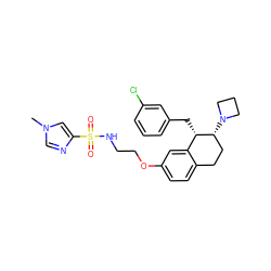 Cn1cnc(S(=O)(=O)NCCOc2ccc3c(c2)[C@H](Cc2cccc(Cl)c2)[C@H](N2CCC2)CC3)c1 ZINC000199979802