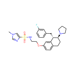 Cn1cnc(S(=O)(=O)NCCOc2ccc3c(c2)[C@H](Cc2cccc(F)c2)[C@@H](N2CCCC2)CC3)c1 ZINC000143194708