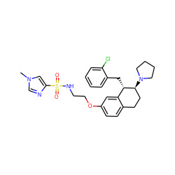 Cn1cnc(S(=O)(=O)NCCOc2ccc3c(c2)[C@H](Cc2ccccc2Cl)[C@@H](N2CCCC2)CC3)c1 ZINC000142926808