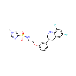 Cn1cnc(S(=O)(=O)NCCOc2cccc([C@@H](CN)Cc3cc(F)cc(F)c3)c2)c1 ZINC000114260559