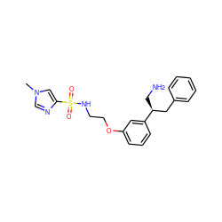 Cn1cnc(S(=O)(=O)NCCOc2cccc([C@@H](CN)Cc3ccccc3)c2)c1 ZINC000114263780