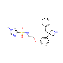 Cn1cnc(S(=O)(=O)NCCOc2cccc(C3(Cc4ccccc4)CNC3)c2)c1 ZINC000114259885