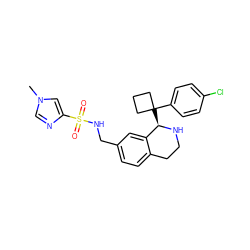 Cn1cnc(S(=O)(=O)NCc2ccc3c(c2)[C@@H](C2(c4ccc(Cl)cc4)CCC2)NCC3)c1 ZINC000117334453