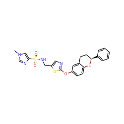 Cn1cnc(S(=O)(=O)NCc2cnc(Oc3ccc4c(c3)CC[C@@H](c3ccccc3)O4)s2)c1 ZINC000169710494