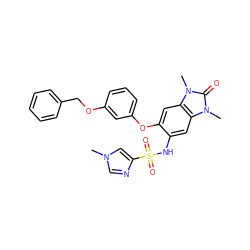 Cn1cnc(S(=O)(=O)Nc2cc3c(cc2Oc2cccc(OCc4ccccc4)c2)n(C)c(=O)n3C)c1 ZINC000653737484