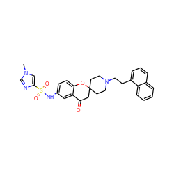 Cn1cnc(S(=O)(=O)Nc2ccc3c(c2)C(=O)CC2(CCN(CCc4cccc5ccccc45)CC2)O3)c1 ZINC000026748224