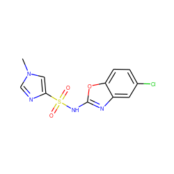 Cn1cnc(S(=O)(=O)Nc2nc3cc(Cl)ccc3o2)c1 ZINC000036241918