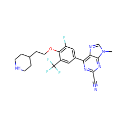 Cn1cnc2c(-c3cc(F)c(OCCC4CCNCC4)c(C(F)(F)F)c3)nc(C#N)nc21 ZINC001772623076